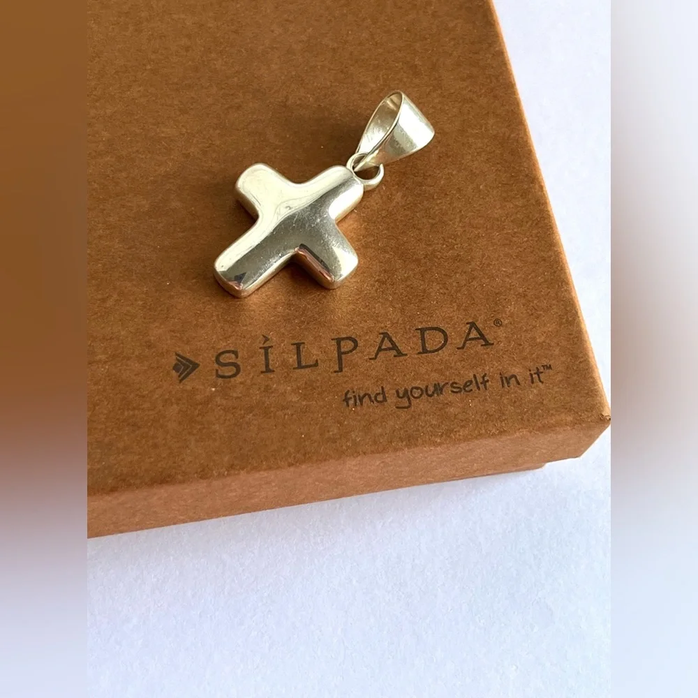 Silpada Sterling Silver Puffy Cross Pendant - Picture 1 of 3
